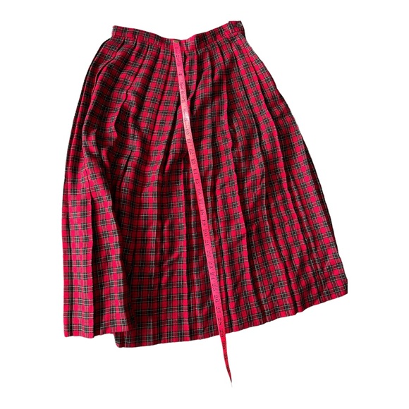 Vintage TALBOTS Red Tartan Plaid Pleated Long SKIRT 10 Petite - Picture 3 of 5